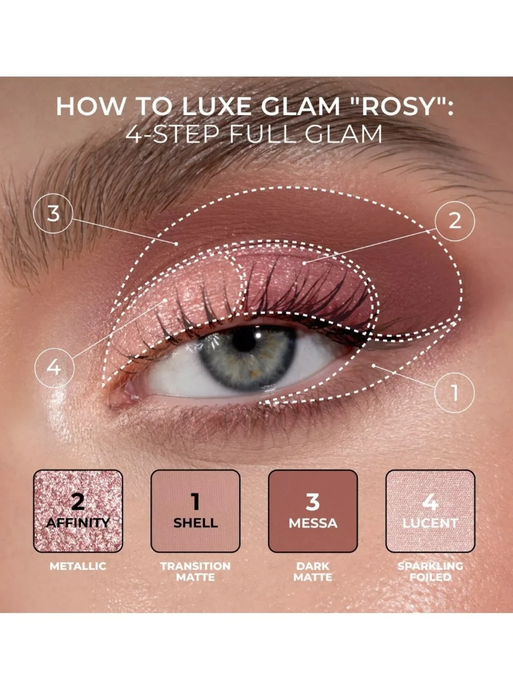 Natasha Denona Luxe Glam Compact Quad Eyeshadow Palette - Rosy
